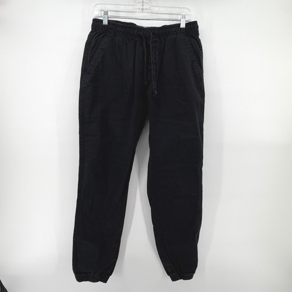 Old Navy Mens Black Twill Jogger Pants Elastic Waist Drawstring Size S